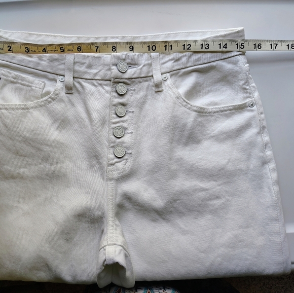 KanCan women's Straight Leg jeans Crop frayed Hem button fly, white, 7/27. - Picture 9 of 16